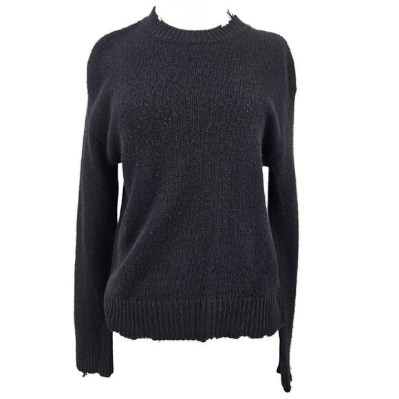 New RtA Emma Pullover Black Cashmere Sweater Womens XS Distressed Edges - Picture 2 of 9